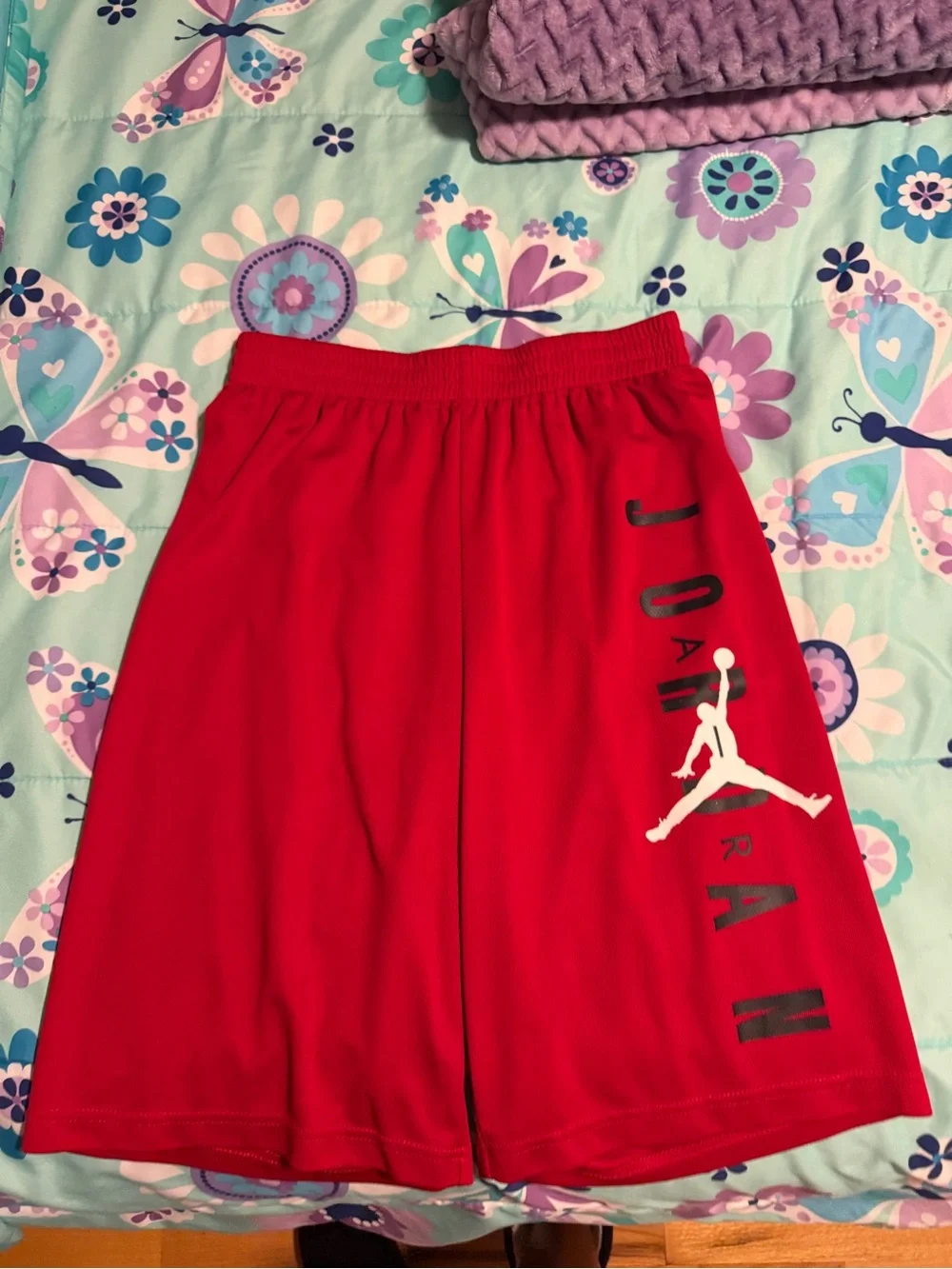 Jordan Red Boys' Athletic Basketball Shorts with White Jumpman